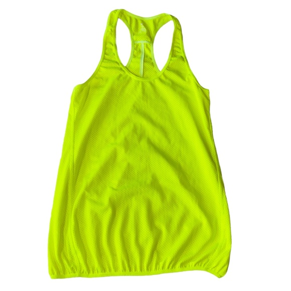 H&M Sport Neon Yellow Printed Racer Back Mesh Tank w Elastic Bottom Size XS - Picture 1 of 5